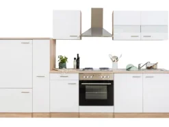 Respekta Küchenzeile KB300ESW 300 cm Weiß-Eiche Sägerau Nachbildung