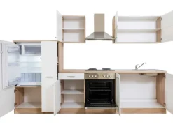 Respekta Küchenzeile KB300ESW 300 cm Weiß-Eiche Sägerau Nachbildung