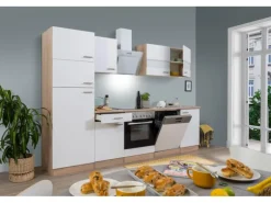 Respekta Küchenzeile KB280ESWCGKE 280 cm Weiß-Eiche Sägerau Nachbildung