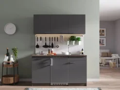 Respekta Küchenzeile KB150EYGC 150 cm Grau-Eiche York Nachbildung