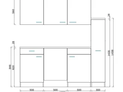 Respekta Küchenzeile KB180EYGMIC 180 cm Grau-Eiche York Nachbildung