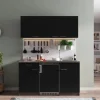 Respekta Küchenzeile KB150EYSC 150 cm Schwarz-Eiche York Nachbildung
