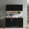 Respekta Küchenzeile KB150EYS 150 cm Schwarz-Eiche York Nachbildung
