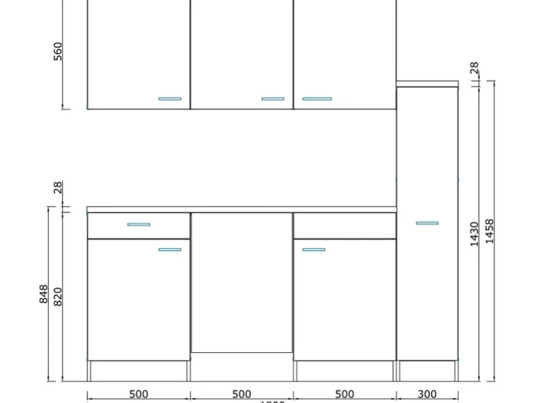 Respekta Küchenzeile KB150EYSMI 150 cm Schwarz-Eiche York Nachbildung
