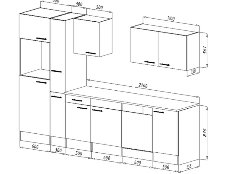 Respekta Küchenzeile KB310EYW 310 cm Weiß Seidenglanz-Eiche York Nachbildung