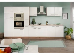 Respekta Küchenzeile KB360EYWMIGKE 360 cm Weiß Seidengl.-Eiche York Nachbildung