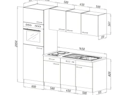 Respekta Küchenzeile KB205EYWC 205 cm Weiß Eiche York
