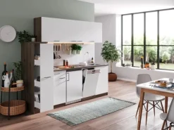 Respekta Küchenzeile KB225EYW 225 cm Weiß-Eiche York Nachbildung