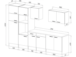 Respekta Küchenzeile KB330EYWMIGKE 330 cm Weiß Seidengl.-Eiche York Nachbildung