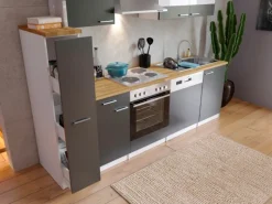 Respekta Küchenzeile KB250WG 250 cm Grau-Weiß