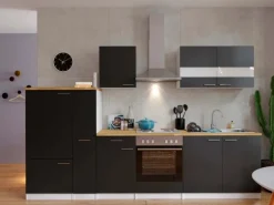 Respekta Küchenzeile KB300WS 300 cm Schwarz-Weiß