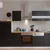 Respekta Küchenzeile KB280WS 280 cm Schwarz-Weiß