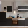 Respekta Küchenzeile KB280WSC 280 cm Schwarz-Weiß