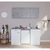 Respekta Küchenzeile KB150WWBCG 150 cm Weiß-Beton Optik