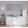 Respekta Küchenzeile KB180WWBCG 180 cm Weiß-Beton Optik