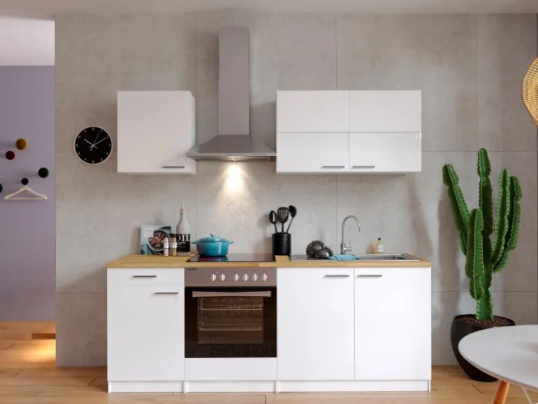 Respekta Küchenzeile KB210WWC 210 cm Weiß