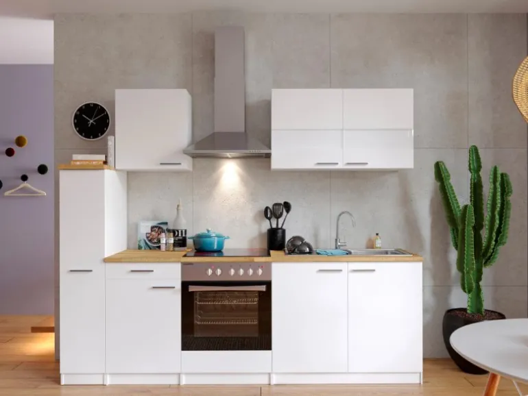 Respekta Küchenzeile KB240WWC 240 cm Weiß