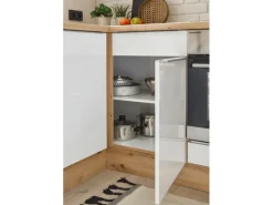 Respekta Küchenzeile Marleen 310 cm Artisan-Eiche Weiß Hochglanz Winkel