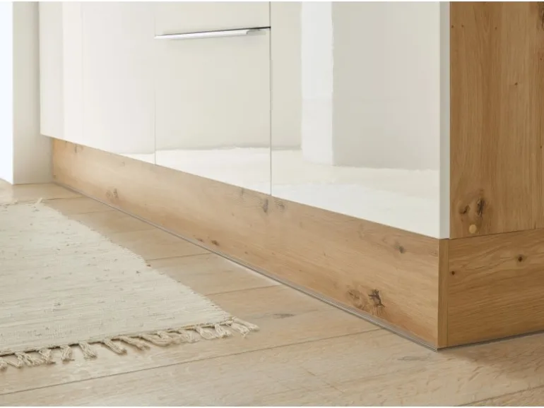 Respekta Küchenzeile Marleen 220 cm Artisan-Eiche Weiß Hochglanz Winkel