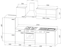 Respekta Küchenzeile ohne E-Geräte LBKB280WG 280 cm Grau-Weiß Glänzend