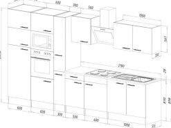 Respekta Küchenzeile ohne E-Geräte 360 cm Weiß Seidengl.-Eiche York