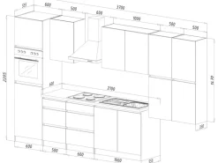 Respekta Küchenzeile ohne E-Geräte 370 cm Grifflos Schwarz Hochglanz-Weiß