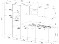 Respekta Küchenzeile ohne E-Geräte 330 cm Weiß Seidengl.-Eiche York