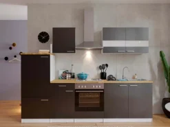 Respekta Küchenzeile ohne E-Geräte 270 cm Grau-Weiß