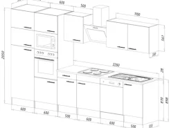 Respekta Küchenzeile ohne E-Geräte 340 cm Grau Seidengl.-Eiche York