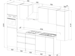 Respekta Küchenzeile ohne E-Geräte 330 cm Grifflos Grau Hochglanz-Weiß