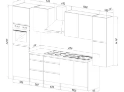 Respekta Küchenzeile ohne E-Geräte 320 cm Grifflos Schwarz Hochglanz-Weiß