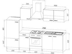 Respekta Küchenzeile ohne E-Geräte 270 cm Schwarz-Eiche Sägerau
