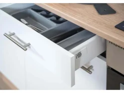 Respekta Küchenzeile ohne E-Geräte LBKB270ESW 270 cm Weiß-Eiche Sonoma Sägerau