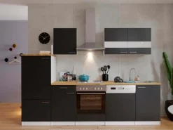 Respekta Küchenzeile ohne E-Geräte 280 cm Schwarz-Weiß