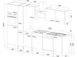 Respekta Küchenzeile ohne E-Geräte 310 cm Weiß Seidengl.-Eiche York
