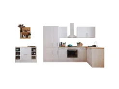 Respekta Landhaus Winkelküche Anton 310 x 172 cm mit Kücheninsel Lärche Weiß