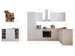 Respekta Landhaus Winkelküche Anton 280 x 172 cm mit Kücheninsel Lärche Weiß