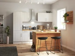 Respekta Landhaus Winkelküche Anton 280 x 172 cm mit Kücheninsel Lärche Weiß