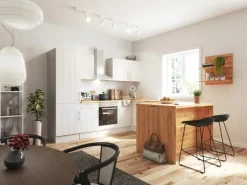 Respekta Landhaus Winkelküche Anton 280 x 172 cm mit Kücheninsel Lärche Weiß