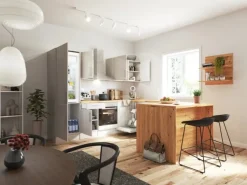 Respekta Landhaus Winkelküche Anton 280 x 172 cm mit Kücheninsel Lärche Weiß