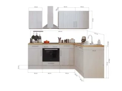 Respekta L-Küchenzeile Anton LBBERPL220LHWC ohne E-Geräte 220 cm Lärche Weiß