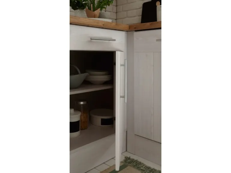 Respekta L-Küchenzeile Anton LBBERPL280LHWC ohne E-Geräte 280 cm Lärche Weiß