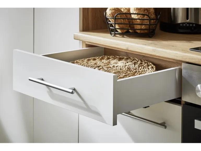 Respekta L-Küchenzeile Hilde LBBEKBL280EWC ohne E-Geräte 280 cm Weiß