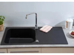 Respekta  Massivgranit-Einbauspüle Orlando 100 cm x 50 cm Schwarz
