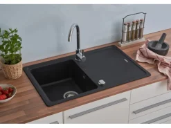 Respekta  Massivgranit-Einbauspüle Columbia 78 cm x 50 cm Schwarz
