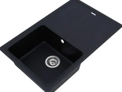 Respekta  Massivgranit-Einbauspüle Columbia 78 cm x 50 cm Schwarz