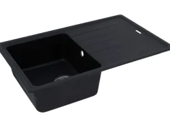 Respekta  Massivgranit-Einbauspüle Columbia 78 cm x 50 cm Schwarz