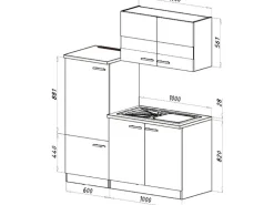 Respekta Miniküche KB160ESRMI 160 cm Rot-Eiche Sonoma Nachbildung Mikrowelle