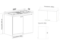 Respekta Miniküche MK100ESSOSC 100 cm Schwarz-Eiche Sägerau Nachbildung