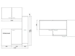 Respekta Miniküche MK130ESSOSC 130 cm Schwarz-Eiche Sägerau Nachbildung